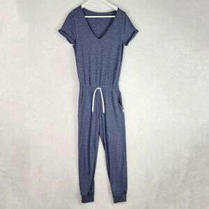 Vuori All Day Jumpsuit Women XS Blue Grey Heather V Neck Drawstring VW424